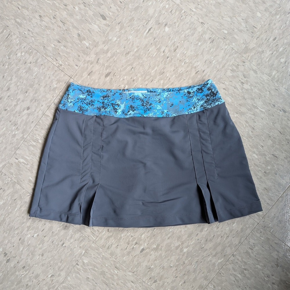 Vintage 90s Jerdog Tennis Skort Large Grey Blue Gorpcore Athletic Skirt USA Made